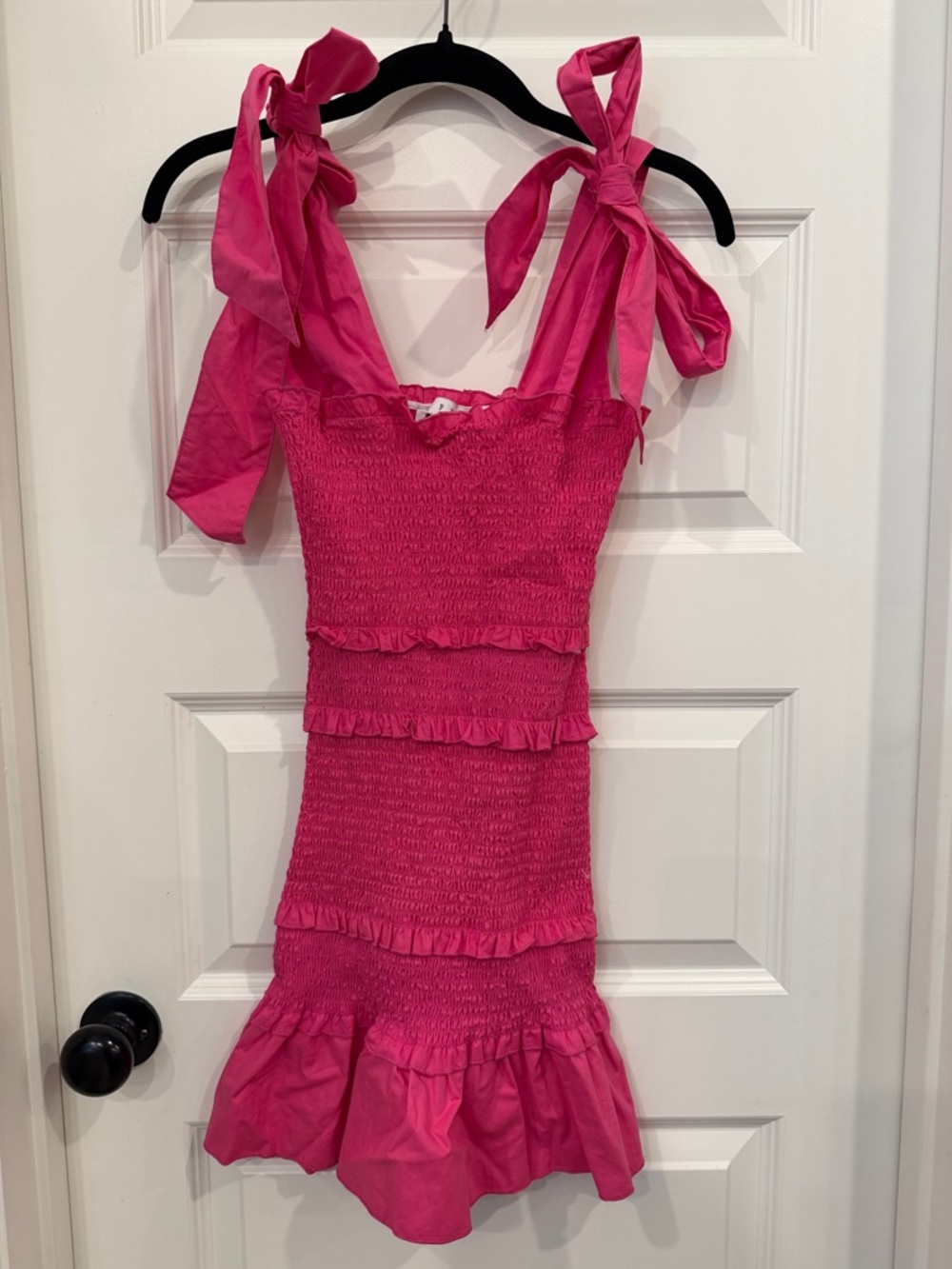 HYFVE Hot Pink Smocked Ruffle Mini Dress